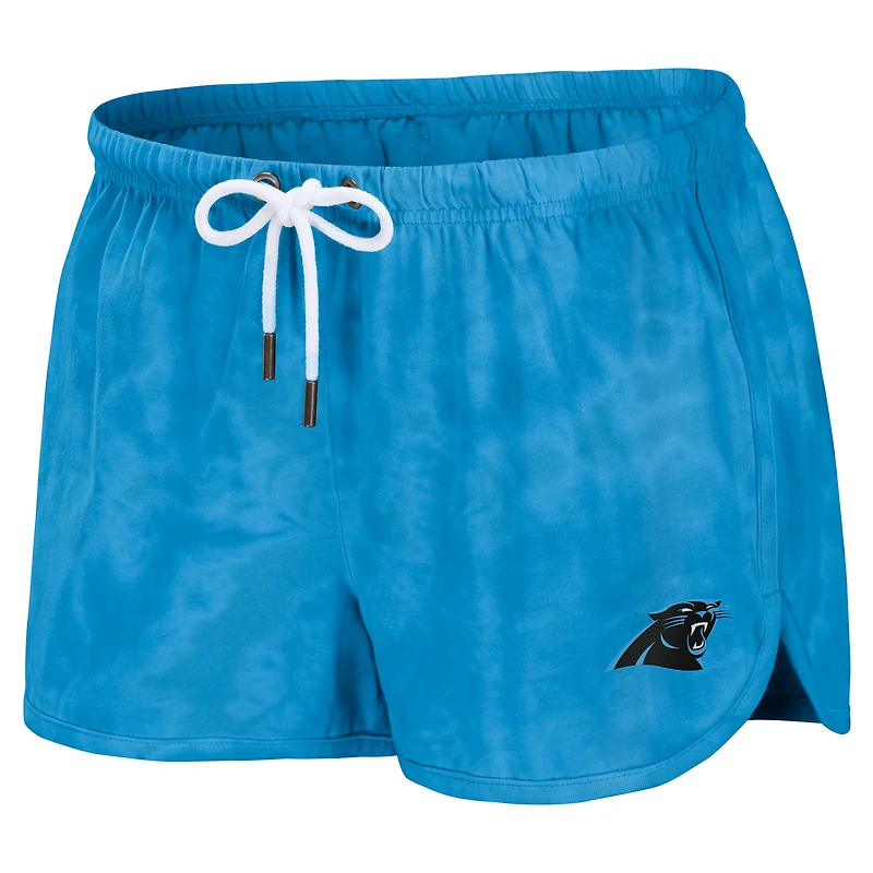 Ensemble de détente pour femme WEAR by Erin Andrews, sweat-shirt court et short tie-dye bleu Carolina Panthers