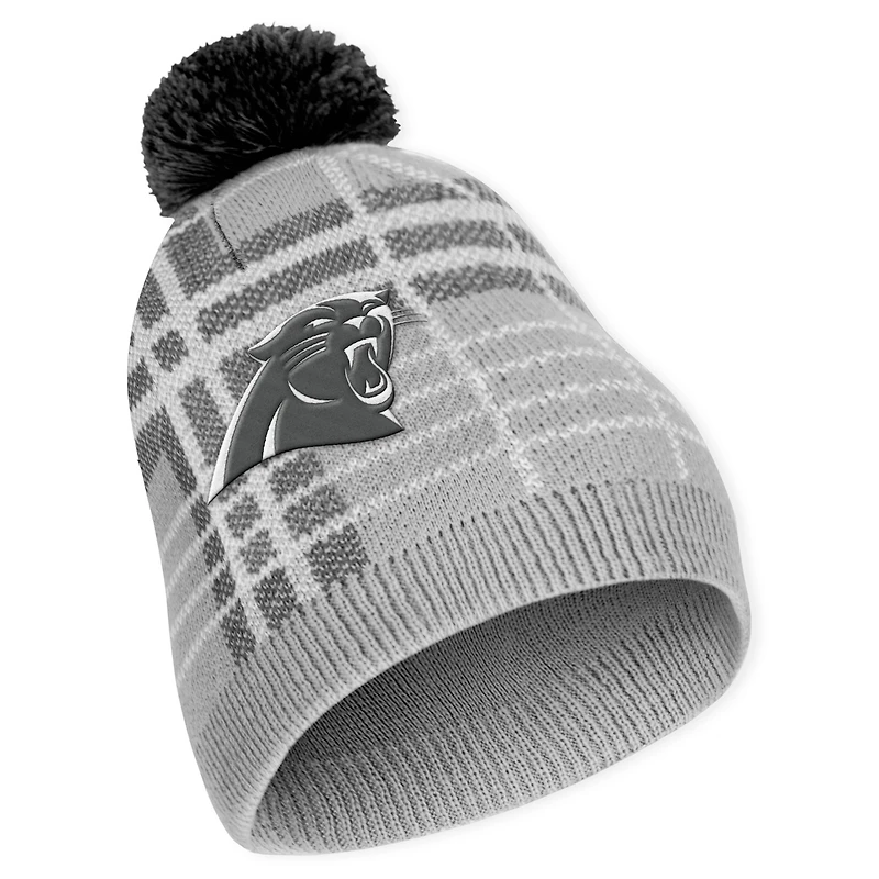 Ensemble bonnet en tricot à carreaux avec pompon et écharpe Carolina Panthers WEAR by Erin Andrews pour femme