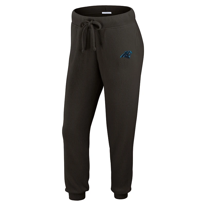 Women's WEAR by Erin Andrews  Cream Carolina Panthers Plus Knitted Tri-Blend Long Sleeve T-Shirt & Pants Lounge Set