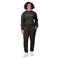 Women's WEAR by Erin Andrews  Cream Carolina Panthers Plus Knitted Tri-Blend Long Sleeve T-Shirt & Pants Lounge Set