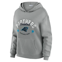 Women's WEAR by Erin Andrews Gray Carolina Panthers Waffle-Knit Long Sleeve Hooded Shirt & Pants Lounge Set