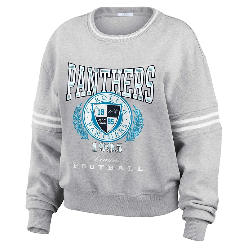 Sweat-shirt court gris chiné Carolina Panthers pour femme WEAR by Erin Andrews