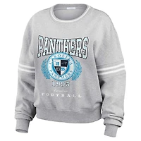 Sweat-shirt court gris chiné Carolina Panthers pour femme WEAR by Erin Andrews