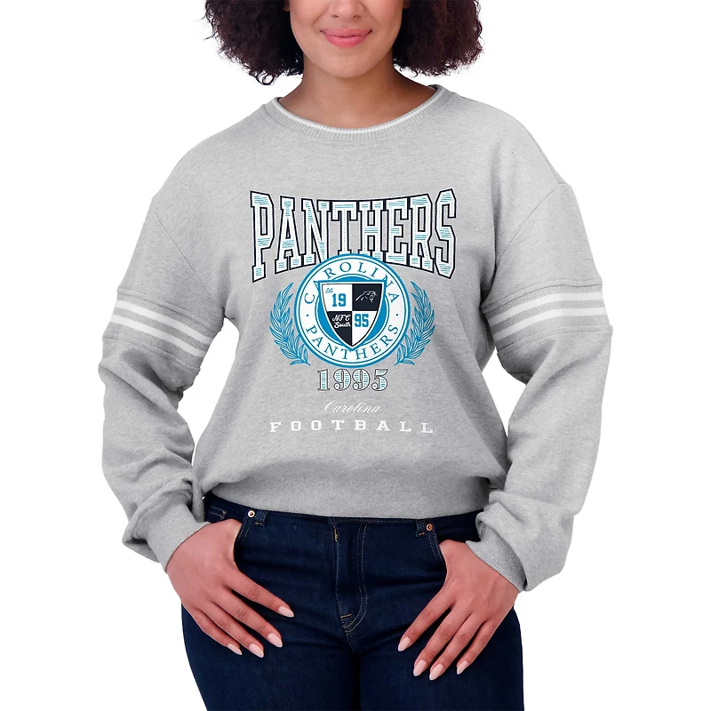 Sweat-shirt court gris chiné Carolina Panthers pour femme WEAR by Erin Andrews