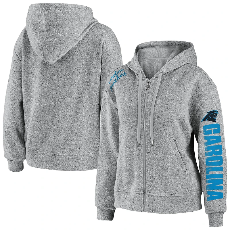 Sweat à capuche zippé gris chiné Carolina Panthers pour femme de la marque WEAR by Erin Andrews