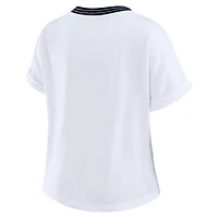 T-shirt court à rayures centrales blanc pour femme WEAR by Erin Andrews des Carolina Panthers