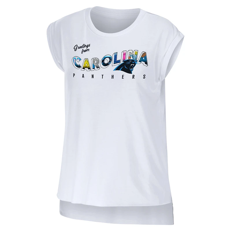 WEAR pour femmes par Erin Andrews White Carolina Panthers Salutations de Muscle T-shirt