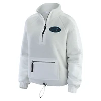 Women's WEAR by Erin Andrews White Carolina Panthers Polar Fleece Half-Zip Jacket