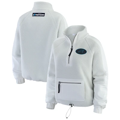 Women's WEAR by Erin Andrews White Carolina Panthers Polar Fleece Half-Zip Jacket