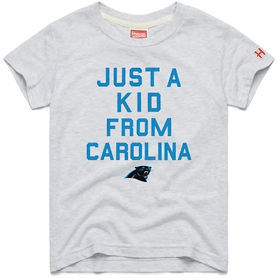 T-shirt blanc a trois mélanges Just Kid des Carolina Panthers pour hommage aux jeunes