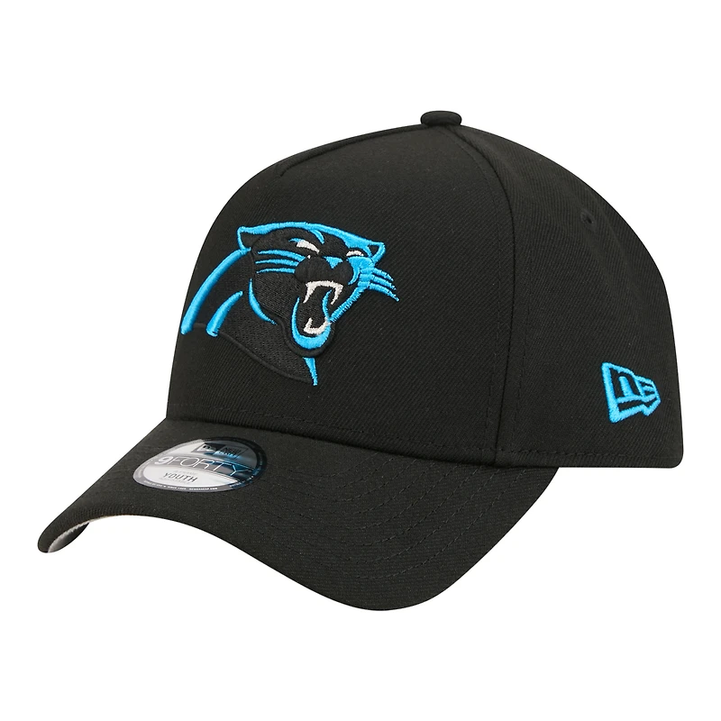 Youth New Era  Black Carolina Panthers 9FORTY A-Frame Adjustable Hat