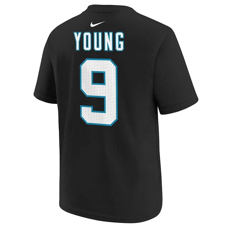 T-shirt avec nom et numéro de joueur des Panthers la Caroline noirs Nike Bryce Young pour jeunes