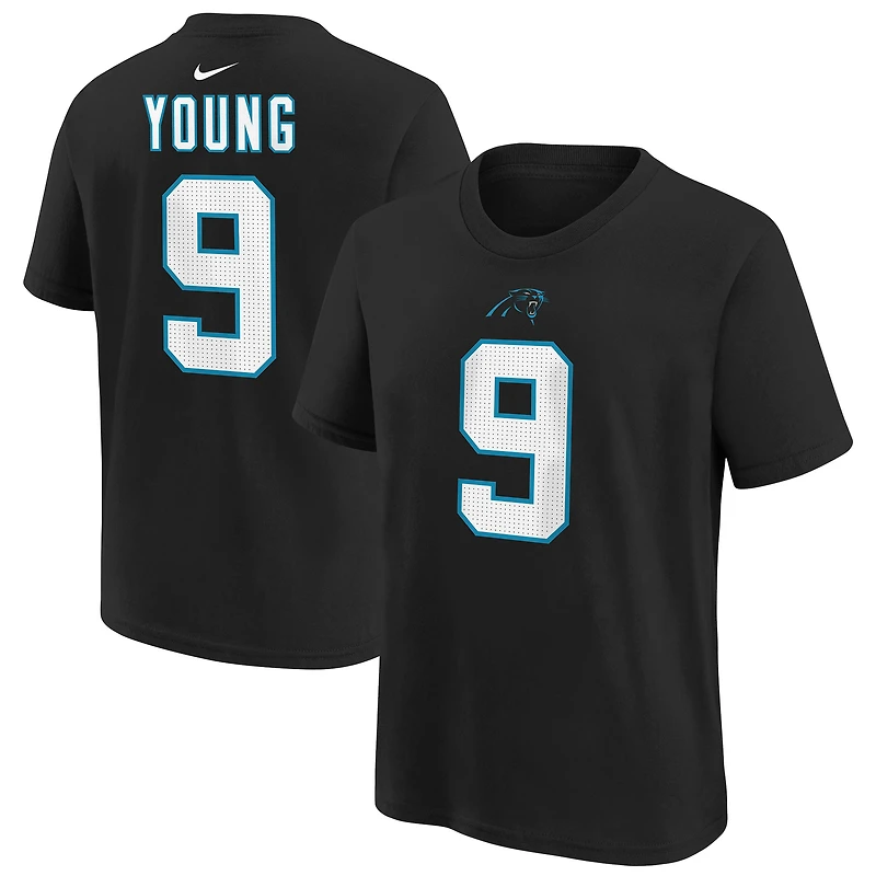 T-shirt avec nom et numéro de joueur des Panthers la Caroline noirs Nike Bryce Young pour jeunes
