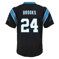 Maillot de match Nike noir Jonathan Brooks pour jeunes des Carolina Panthers