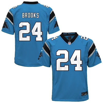 Maillot de match Nike bleu pour enfant Jonathan Brooks des Carolina Panthers
