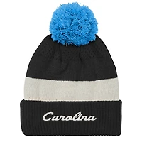 Bonnet en tricot moderne à revers et pompon pour jeunes Outerstuff des Panthers de la Caroline noirs