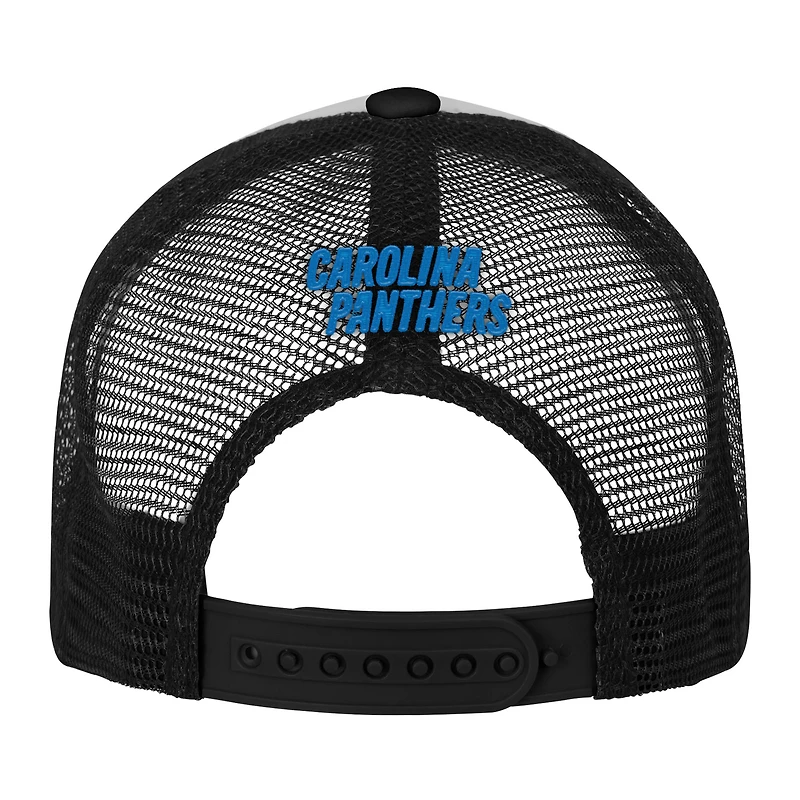 Youth White/Black Carolina Panthers Essentials Trucker Adjustable Hat