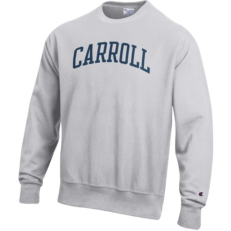 Sweat-shirt à col rond en molleton tissé inversé gris chiné Champion pour homme, modèle Pioneers de l'Université Carroll.