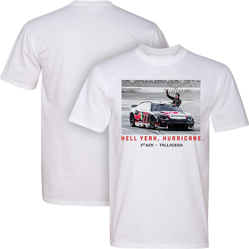Men's Classic Ink White Carson Hocevar Hell Yeah Hurricane 1st Win T-Shirt