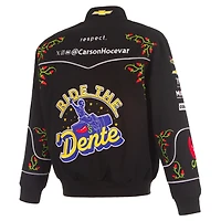 Men's JH Design Black Carson Hocevar 2026 Chili's Full-Snap Twill Racing Jacket