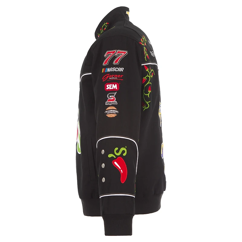 Men's JH Design Black Carson Hocevar 2026 Chili's Full-Snap Twill Racing Jacket