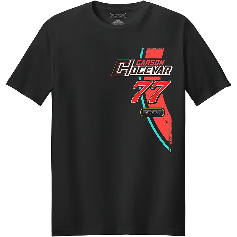 Men's Spire Motorsports Black Carson Hocevar #77 Delaware Life T-Shirt