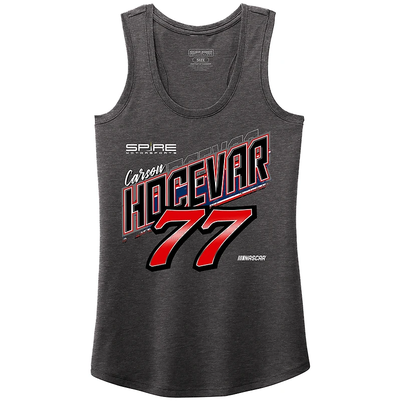 Women's Spire Motorsports Charcoal Carson Hocevar Tri-Blend Tank Top