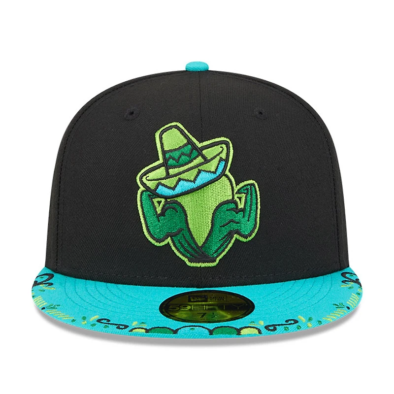 Casquette ajustée New Era 59FIFTY pour homme, noire et bleu clair, Cedar Rapids Kernels 2026 Copa De La Diversion