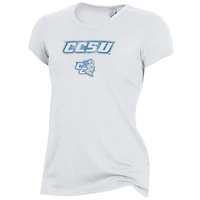 T-shirt souvenir blanc des Blue Devils de l'Université d'État du Connecticut central, la marque Alternative Apparel, pour femmes