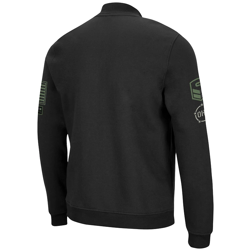 Men's Colosseum Black Cent. Michigan Chippewas OHT Military Appreciation High-Speed Bomber Full-Zip Jacket