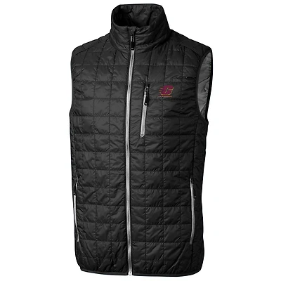 Men's Cutter & Buck Black Cent. Michigan Chippewas Big Tall Full-Zip Collegiate Rainier Vest