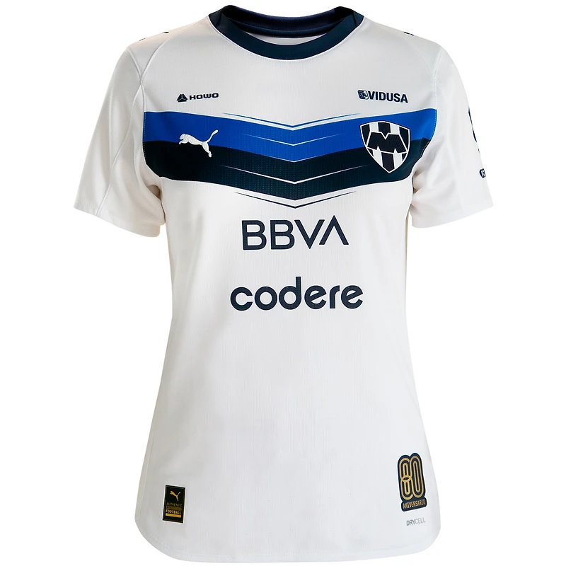 Women's Puma White CF Monterrey 2025/26 Away 80th Anniversary Replica Jersey
