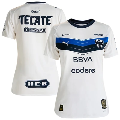 Women's Puma White CF Monterrey 2025/26 Away 80th Anniversary Replica Jersey