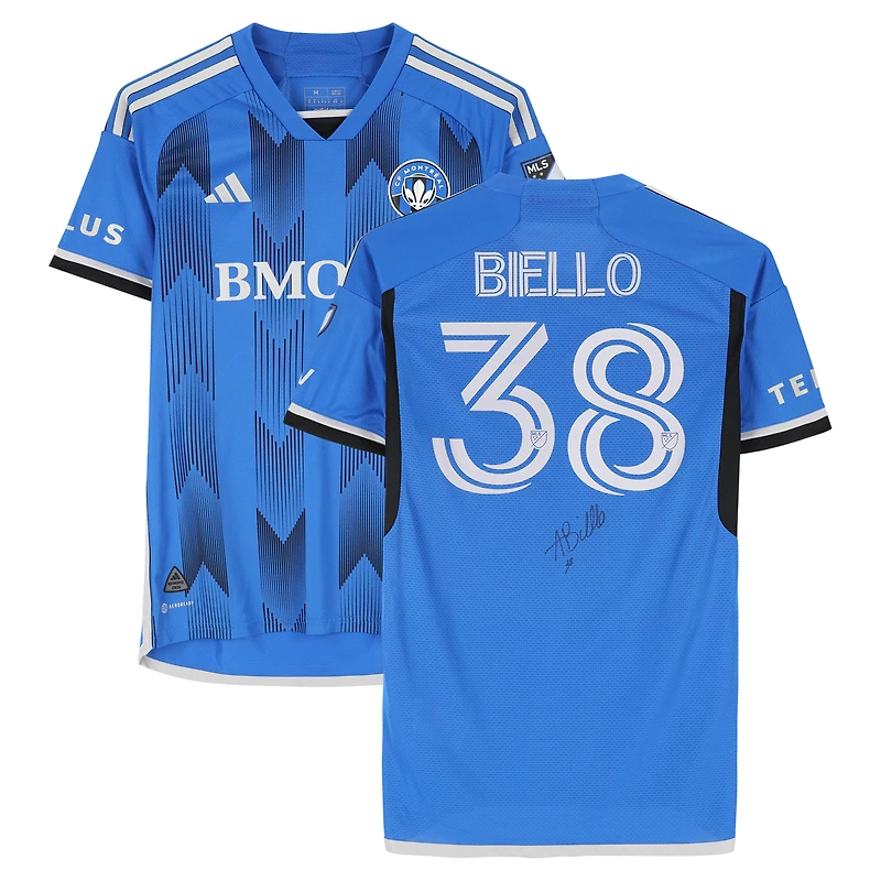 Maillot adidas bleu numéro 38 autographié par Alessandro Biello du CF Montréal lors de la saison 2024 de la MLS - Taille M