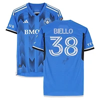 Maillot adidas bleu numéro 38 autographié par Alessandro Biello du CF Montréal lors de la saison 2024 de la MLS - Taille M