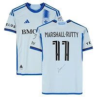 Maillot adidas bleu clair dédicacé par Jahkeele Marshall-Rutty du CF Montréal, n° 11 , utilisé lors du match de la saison 2024 de la MLS - Taille S