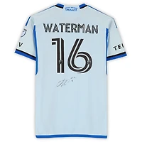 Maillot adidas bleu clair dédicacé par Joel Waterman du CF Montréal, numéro 16, utilisé lors de la saison 2024 de la MLS - Taille M