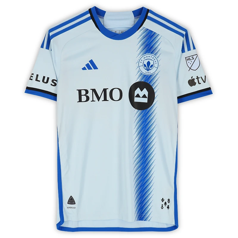 Maillot adidas bleu clair dédicacé par Joel Waterman du CF Montréal, numéro 16, utilisé lors de la saison 2024 de la MLS - Taille M