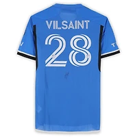 Maillot adidas bleu numéro 28 autographié par Jules-Anthony Vilsaint du CF Montréal pour la saison 2024 de la MLS - Taille M