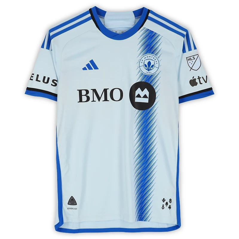 Maillot adidas bleu clair dédicacé par Lassi Lappalainen du CF Montréal, numéro 21, utilisé lors du match de la saison 2024 de la MLS - Taille M