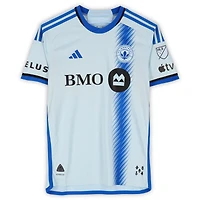 Maillot adidas bleu clair dédicacé par Lassi Lappalainen du CF Montréal, numéro 21, utilisé lors du match de la saison 2024 de la MLS - Taille M