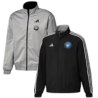 Men's adidas Black/Gray CF Montreal 2023 On-Field Anthem Full-Zip Reversible Team Jacket