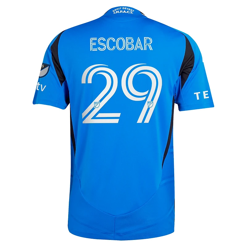Men's adidas Franco Escobar Blue CF Montréal 2025 Original On-Field Authentic Jersey