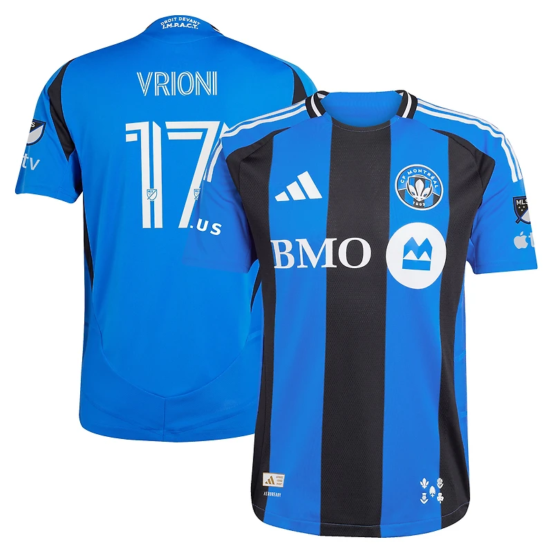 Maillot de joueur authentique original Montréal 2025 adidas Giacomo Vrioni bleu CF pour homme
