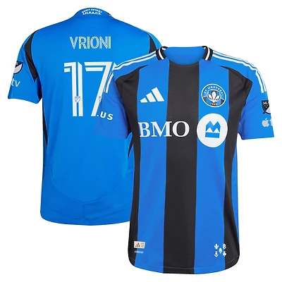 Men's adidas Giacomo Vrioni Blue CF Montréal 2025 Original Authentic Player Jersey