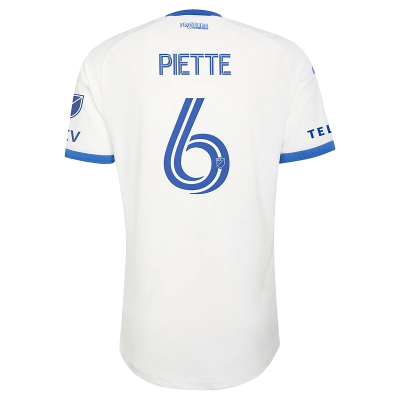 Maillot adidas Samuel Piette blanc CF Montréal 2026 The Procure pour homme, avec patch authentique sur le terrain