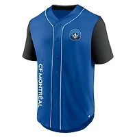 Maillot de baseball boutonné Fanatics CF Montréal Balance Fashion pour hommes, bleu