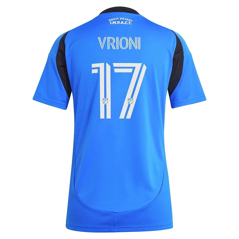 Maillot réplique original de joueur Montréal 2025 adidas Giacomo Vrioni bleu CF pour femme