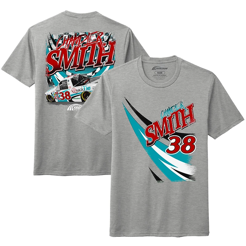 T-shirt gris chiné pour homme, motif voiture Chandler Smith QuickTie, sport automobile Front Row