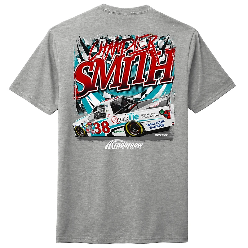 Men's Front Row Motorsports Heather Gray Chandler Smith QuickTie Car T-Shirt